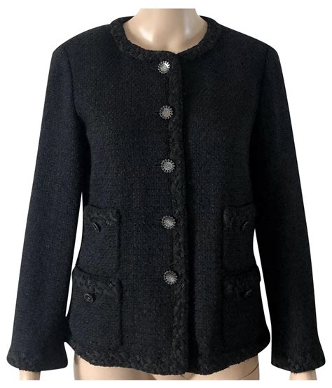 buy chanel black jacket|black chanel style jacket.